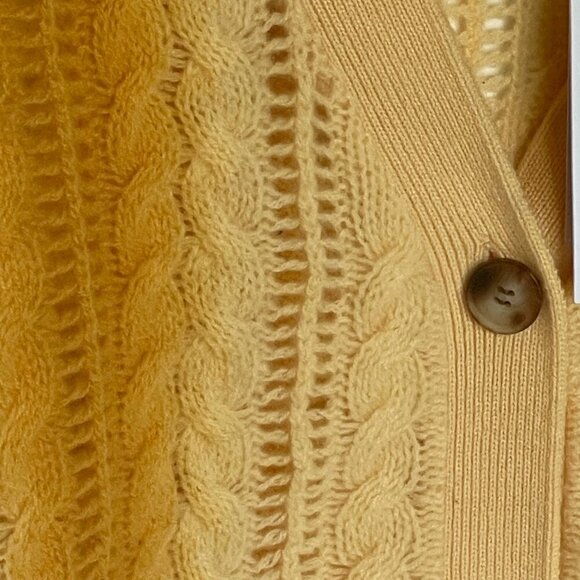 Naadam Lofty Cable Knit Cashmere Cardigan Large Yellow Ombre V-Neck Sweater - Picture 7 of 8